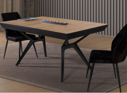 Kitchen table Dining room table Extendable Design Luxury Wood Brown Table